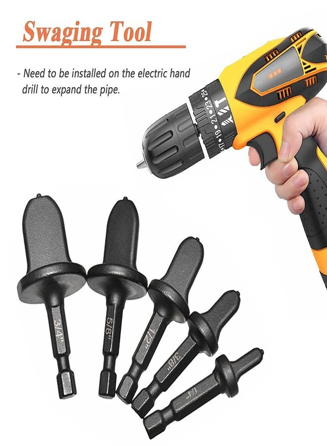 Eyech 5pc Copper Tube Expander 1/4 Inch Hex Copper Pipe Swaging Tool Drill Bit Flaring Set for HVAC Air Conditioner Repairing Swage Tools - Image 2